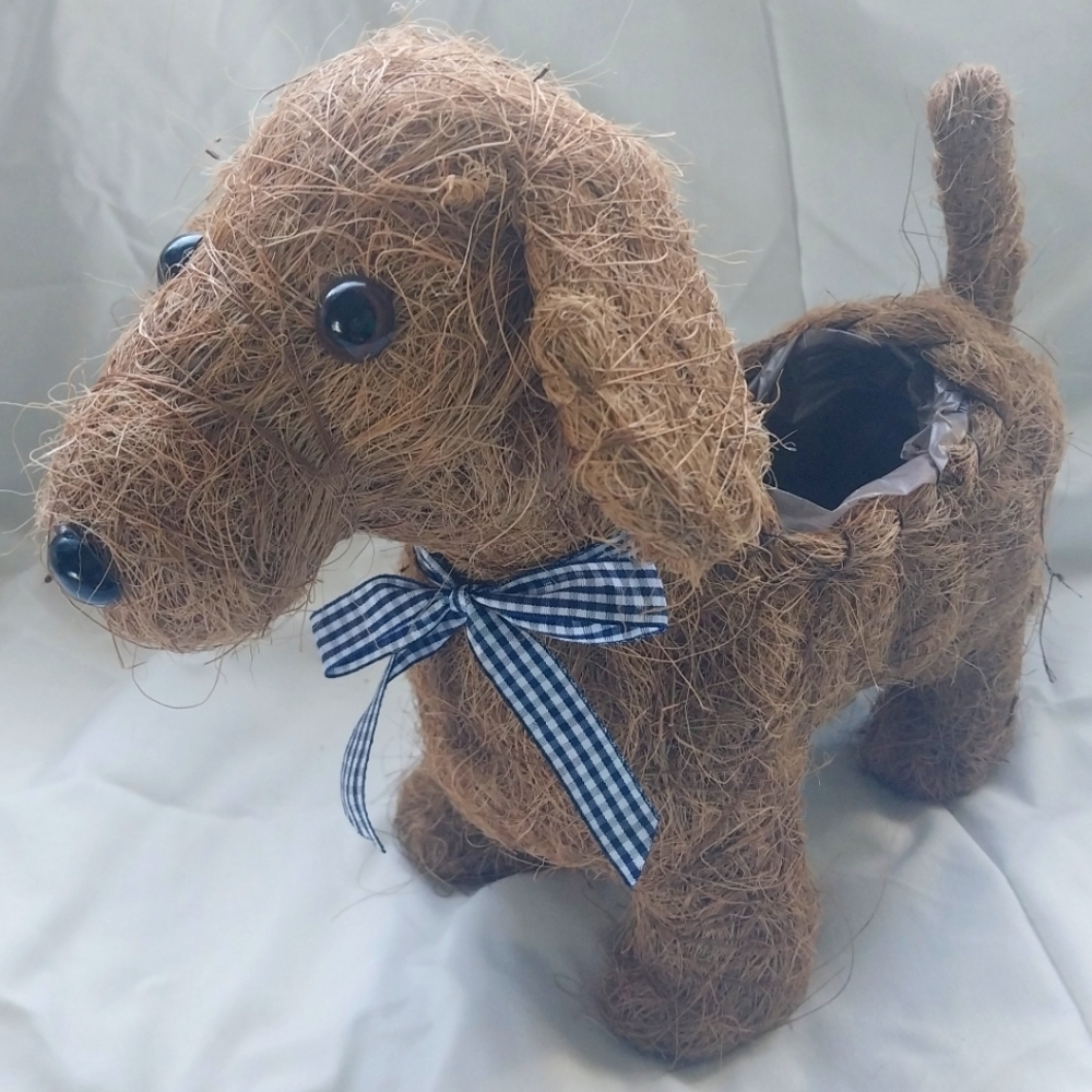 Dog Dachshund Puppy Planter Coconut Coco Fiber Flower Pot Succulents